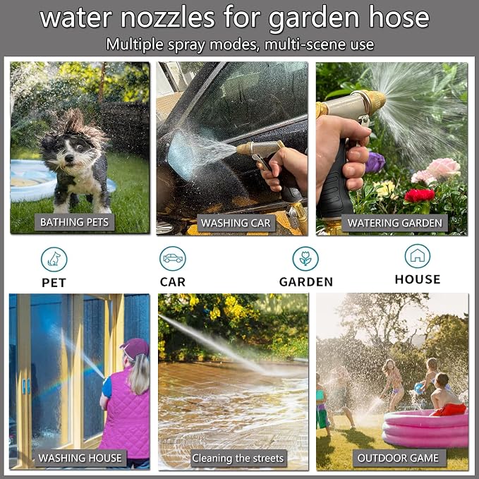 Heavy Duty High Pressure Garden Hose Nozzle, adjustable spraying mode Metal - Image 8