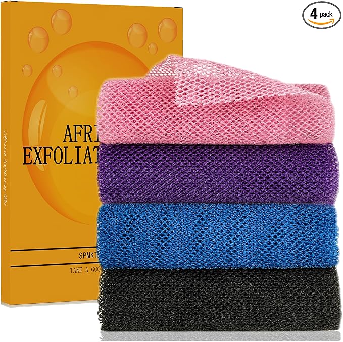 African Exfoliating Net, 4 Pieces African Net Sponge, Nylon African Bath Sponge by SPMKTBOZAI
