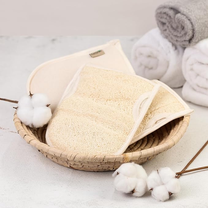 Premium Exfoliating Loofah Gloves – Natural Egyptian Loufa Sponge Body Scrubber - Image 3