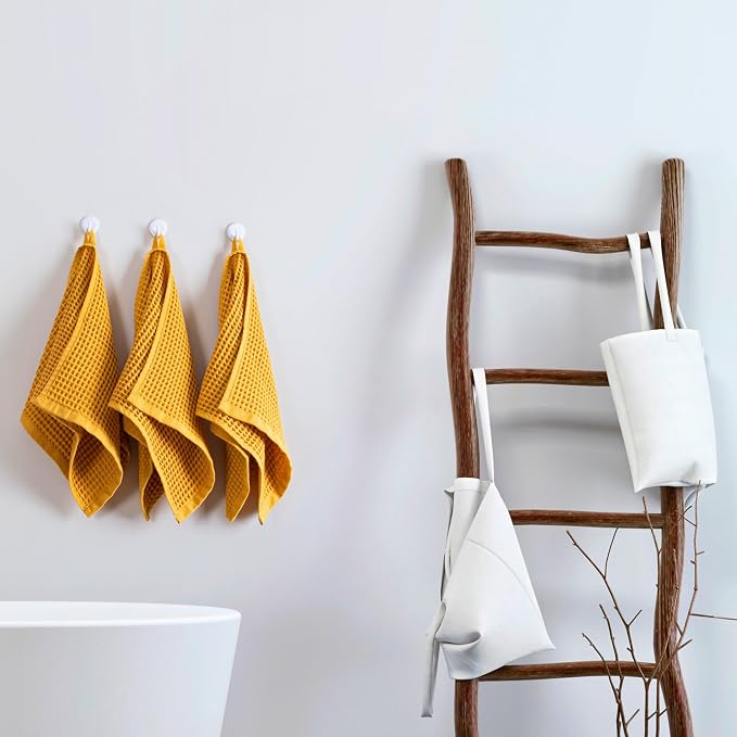 PÜSKÜL Organic Waffle Kitchen Towel 100% Turkish Cotton Set of 3 Mustard Yellow - Image 7