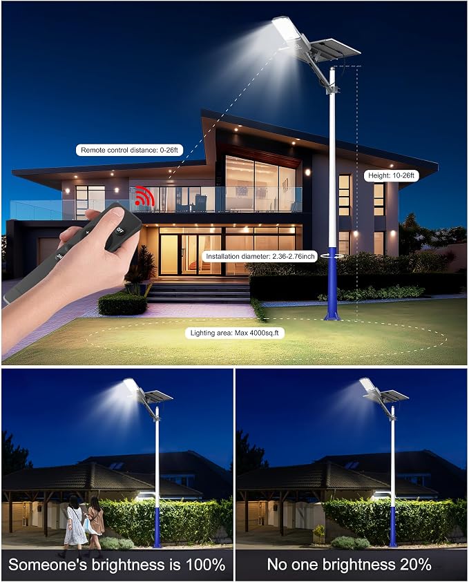 Solar Street Lights Outdoor Waterproof, 650000LM Super Bright LED Beads - Image 5