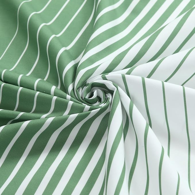 Extra Long Green Shower Curtain, Sage Green and White Gradient Vertical Stripe - Image 2