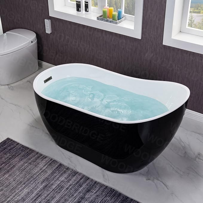 WOODBRIDGE 54" Freestanding White Acylic Soaking Bathtub - Image 11