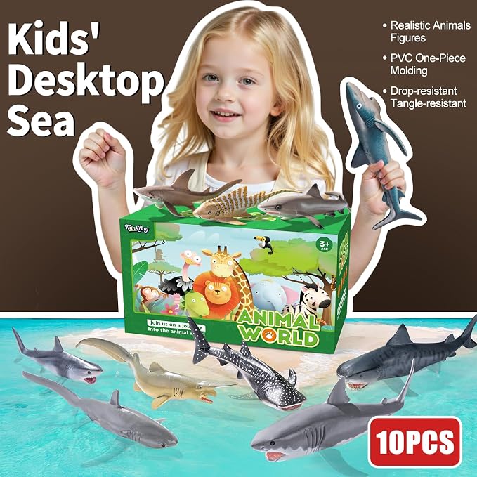 10PCS 5-8" Shark Toys for Toddlers, Large Sea Ocean Animals Bath Toys for Kids - Image 7