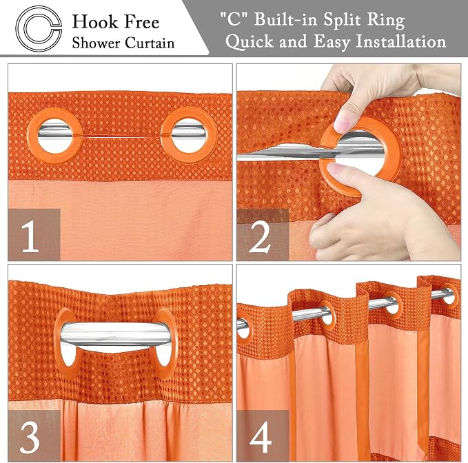 Gibelle Long Shower Curtain 72x80, Waffle Weave Bathroom Shower Curtain - Image 4