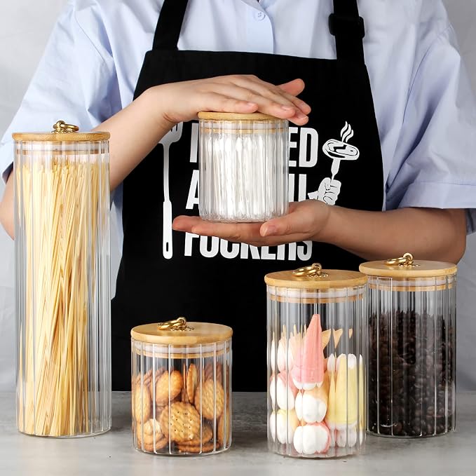 FANTESTICRYAN Glass Storage Jars Set of 5, Decorative Coffee Bar Container - Image 2