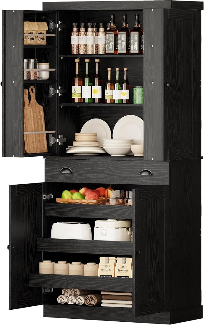 IRONCK Kitchen Pantry Cabinet 72" Height, Freestanding Cupboard by IRONCK