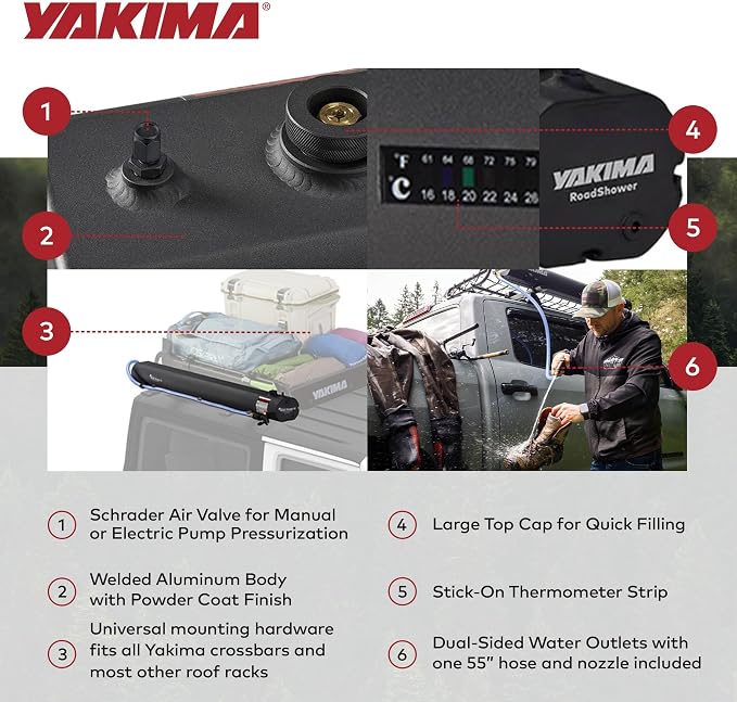 Yakima RoadShower Portable Aluminum Pressurized Water Storage - Image 3