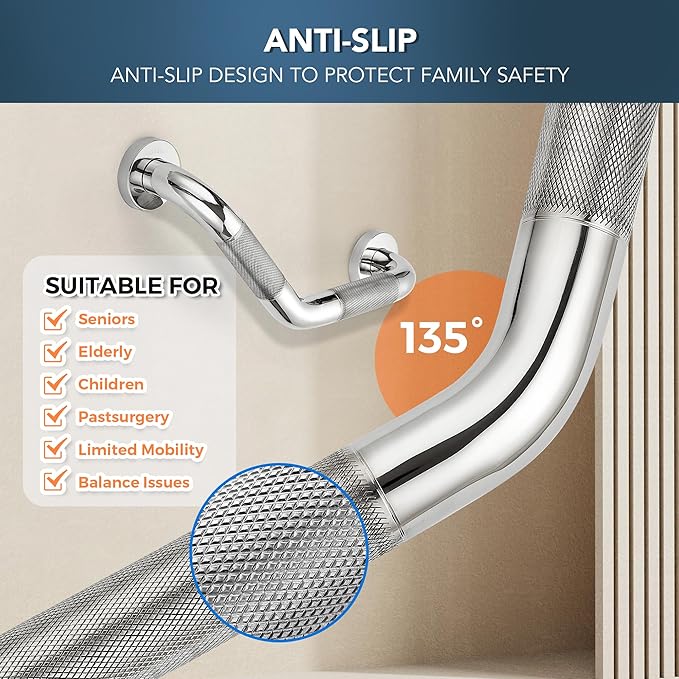 Grab Bars for Bathtubs and Showers- 1-1/4 x 16 Angled Shower Grab Bar for - Image 6