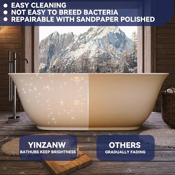 59" Acrylic Free Standing Tub, Stand Alone Tub, Freestanding Bathtub, Soaking - Image 8