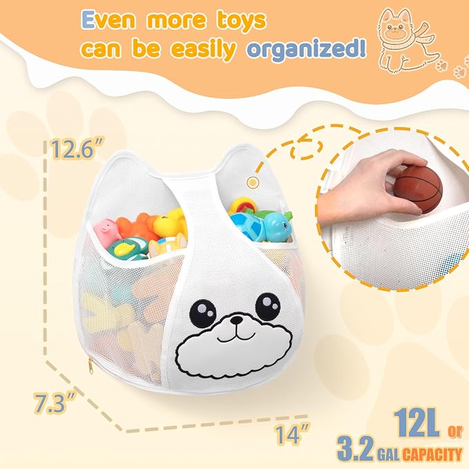 Bath Toy Storage 3.2-Gallon Hanging Bath Toy Holder - Image 2