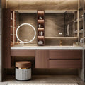 Floating Bathroom Vanity with Makeup Table, Single Sink Bathroom Vanity by LUTHXAY