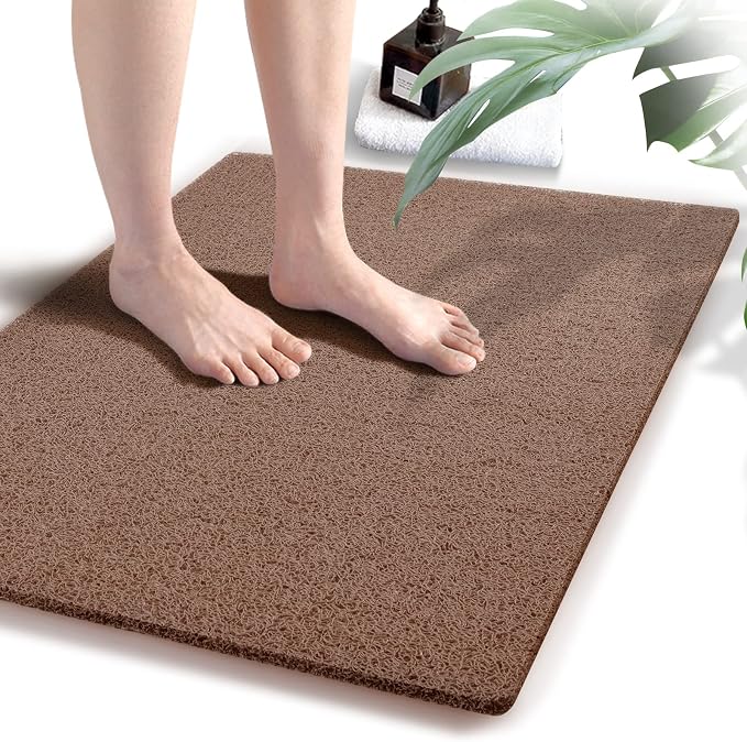 godehone Shower Mats Non Slip Without Suction Cups, PVC Loofah Bathroom Mats by godehone