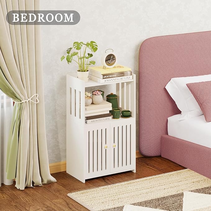Bathroom Storage Cabinet, 3-Tier Small White Floor Cabinet Freestanding - Image 4