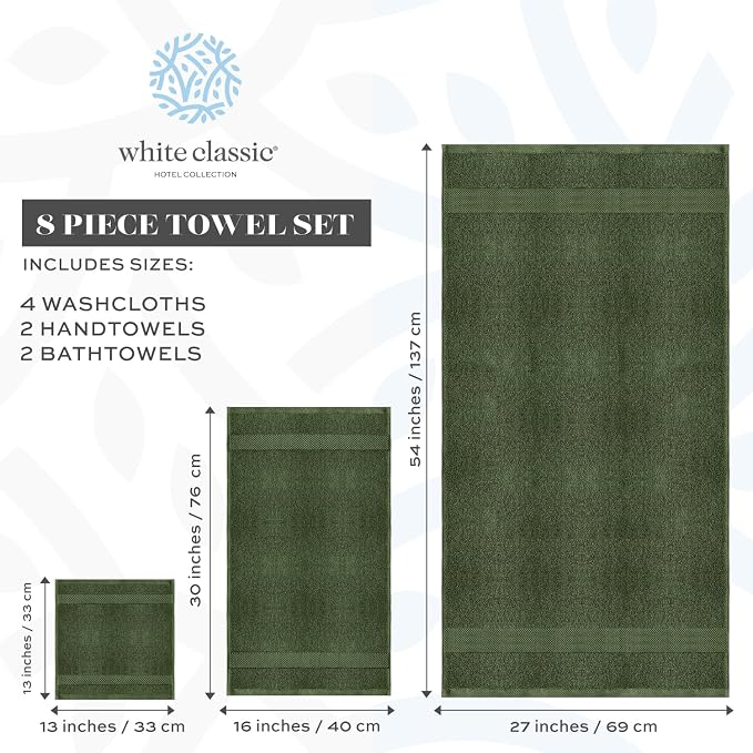 White Classic Luxury Bath Towel Set of 8 Pieces - Image 4