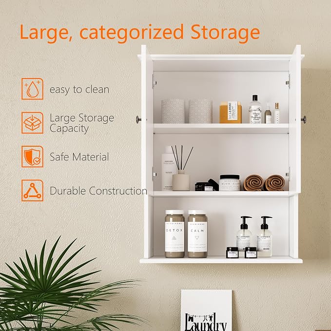 Medicine Cabinet, Over The Toilet Storage Cabinet, 24x30 Inch Wall Mount - Image 4