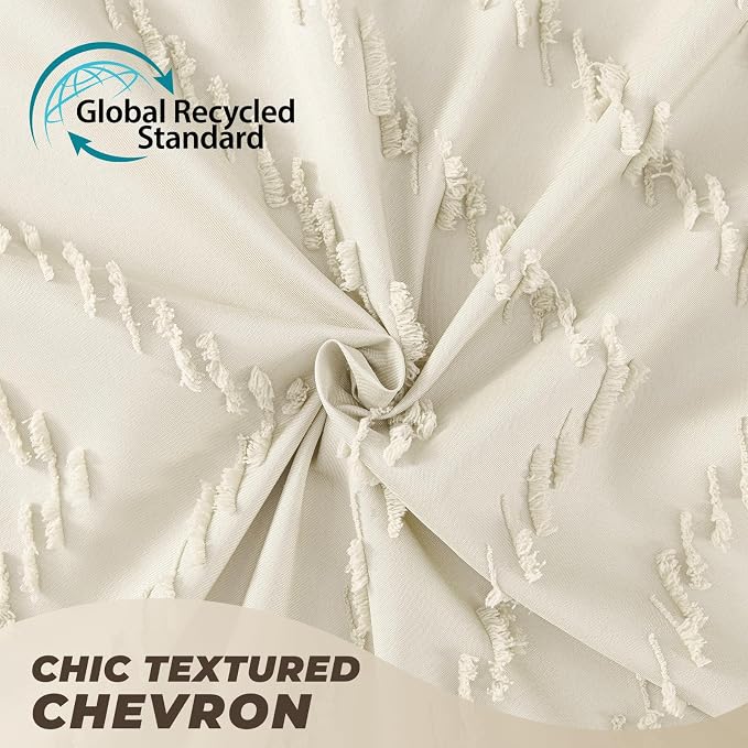 Extra Long Cream Shower Curtain 72 x 84 Boho Farmhouse Shower Curtain Tufted - Image 2