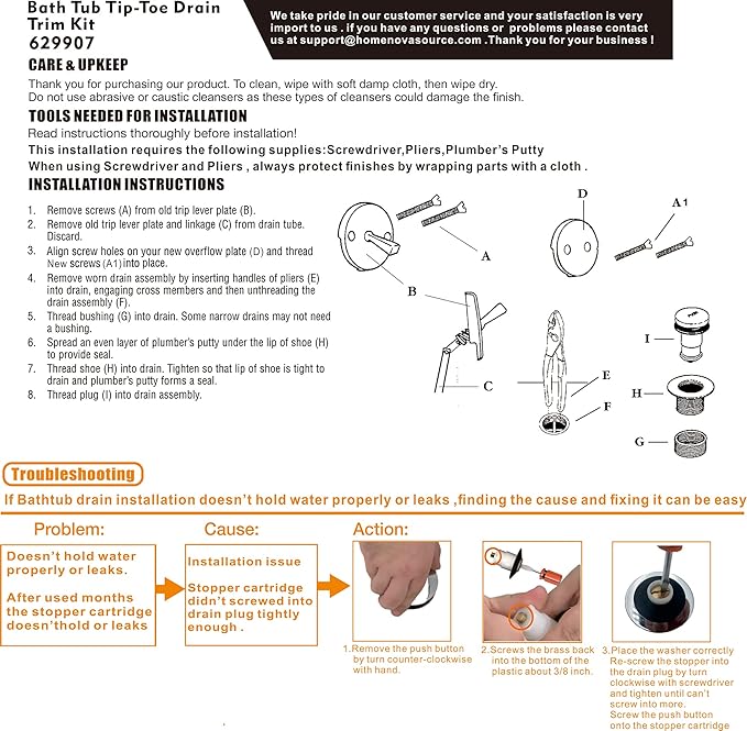 Artiwell Tip-Toe Bathtub Drains Trim Set - Image 7