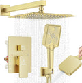 Shower System 10IN Modern Rain Brass Faucet Set by JQBQS