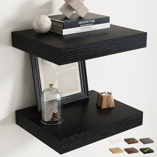 16 Inch Floating Shelves for Wall Set of 2, Easy Install Engineered Wood by Marsmiles