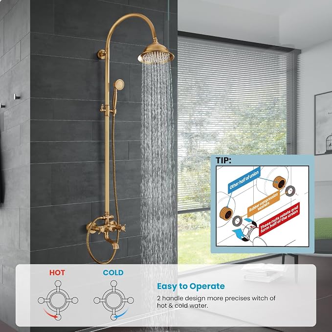 gotonovo Bathroom Classic Exposed Shower Faucet Wall Mount Shower System 8 Inch - Image 2