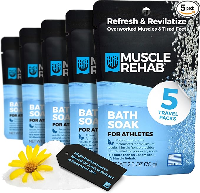 Muscle Rehab| Travel Epsom Soak Packets Arnica, Magnesium Salt, Foot Pain Relief by MuscleRehabSportsRecovery