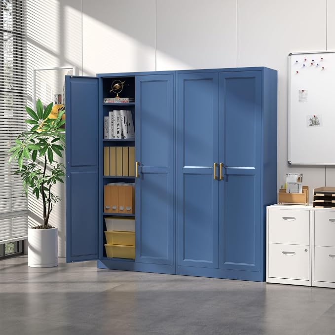Kitchen Pantry Cabinet, 71”Blue Metal Pantry Storage Cabinets - Image 2
