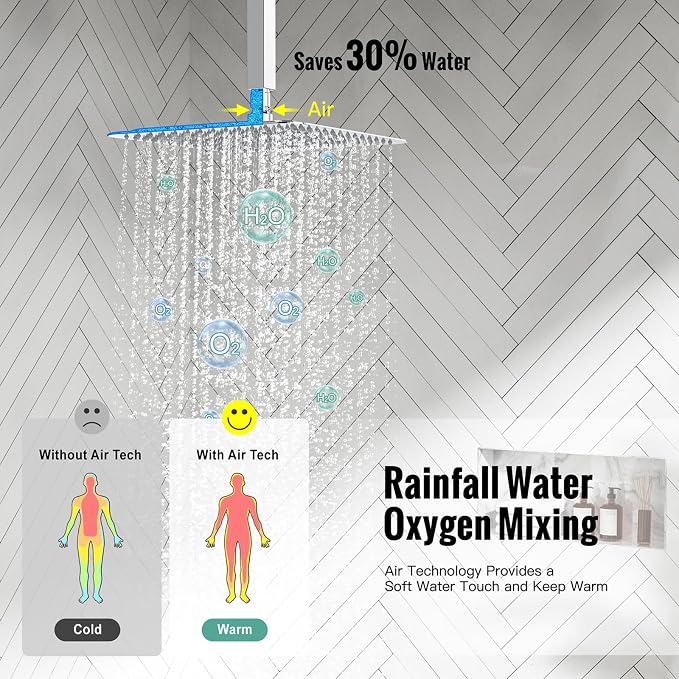 SR SUN RISE SRSH-C1003 Ceiling Mount Bathroom Luxury Rain Mixer Shower Combo - Image 4