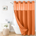 Extra Long No Hooks Needed Linen Textured Shower Curtain by EACHOPE