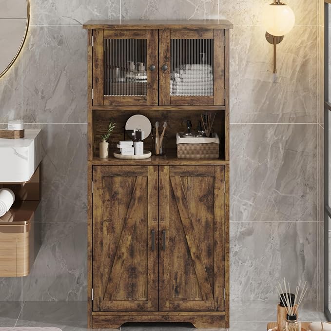IDEALHOUSE 50" Tall Bathroom Cabinet, Freestanding Bathroom Storage Cabinet - Image 2