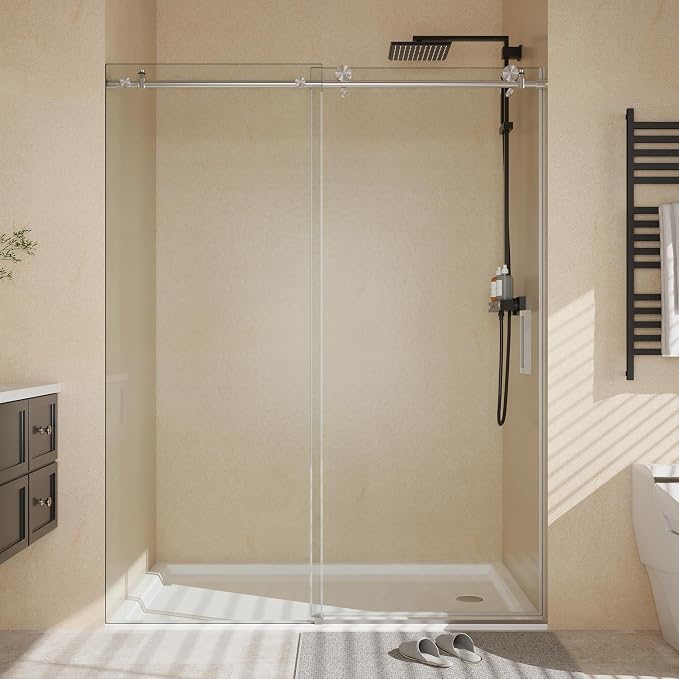 Frameless Sliding Shower Door, 6mm SGCC Tempered Clear Glass by IDEALHOUSE