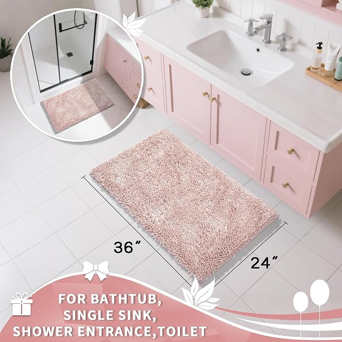 Yimobra Large Bathroom Rug Non Slip 36x24 Inch, Extra Thick Soft Absorbent - Image 2