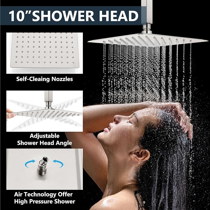 Aolemi Shower Faucet Set Ceiling Mount Shower System Rough-in Valve and Shower - Image 4