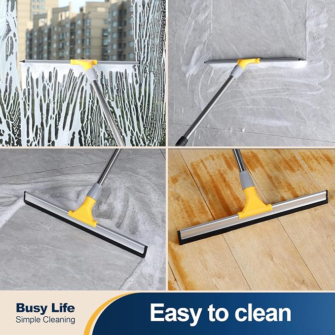 Yocada Rubber Floor Squeegee 17.7" TPR Blade Scrubber Broom 61.8inch Pole - Image 6