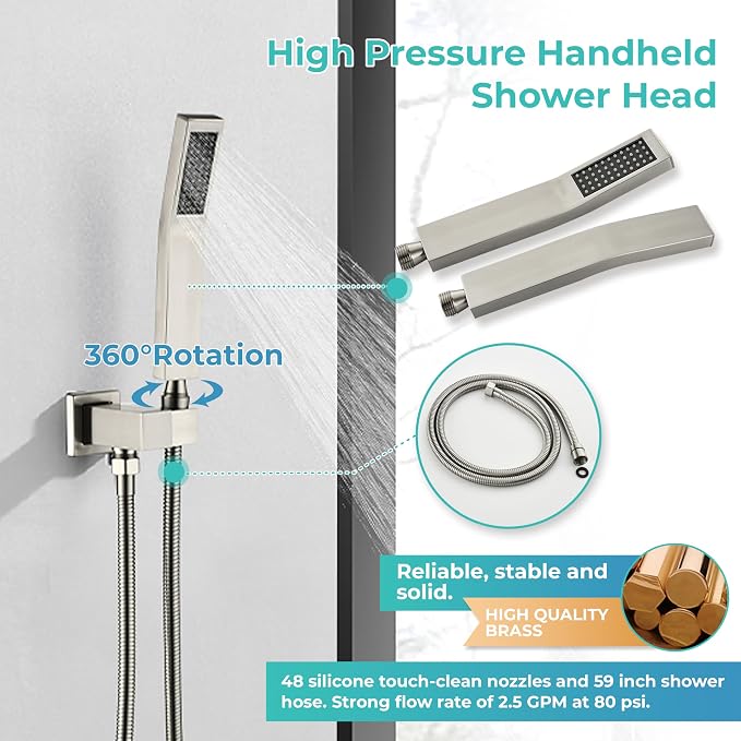 WELLFOR Wall Mounted Shower Faucet Set, Bathroom Showers Faucets, Shower System - Image 8