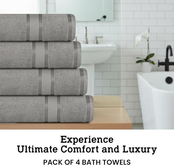 Casa Lino Silver Grey Bath Towels Set of 4 - Image 3