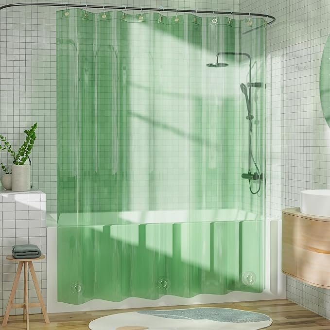 AmazerBath Heavy Duty Shower Curtain and Liner 2-in-1, 100% EVA Luxury Soft - Image 8