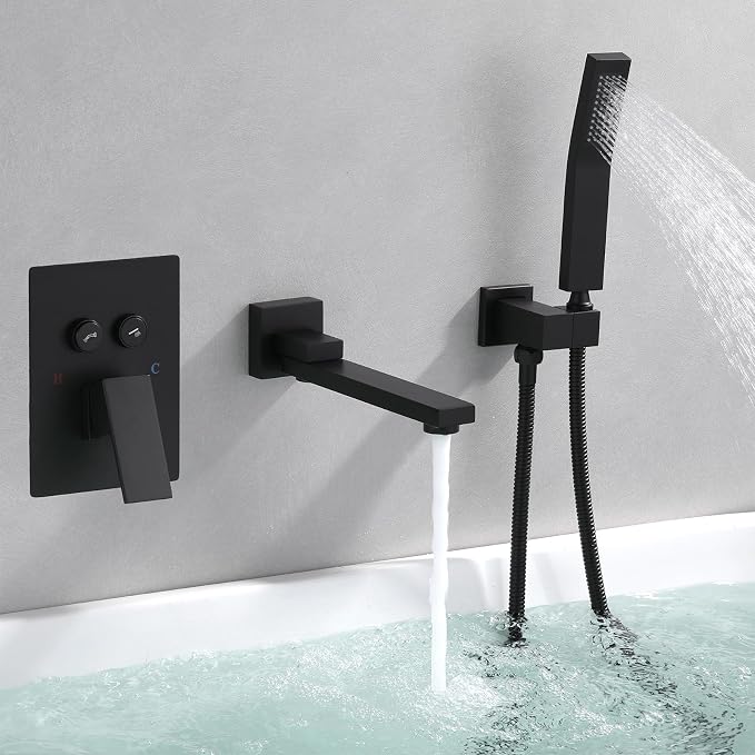 Wall Mount Bathtub Faucet Set Included 180°Swivel bathroom Tub Filler faucets - Image 4