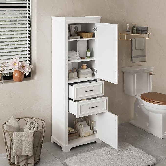 71" Tall Storage Cabinet with Drawers and Soft Closing Doors, Modern Wood - Image 4