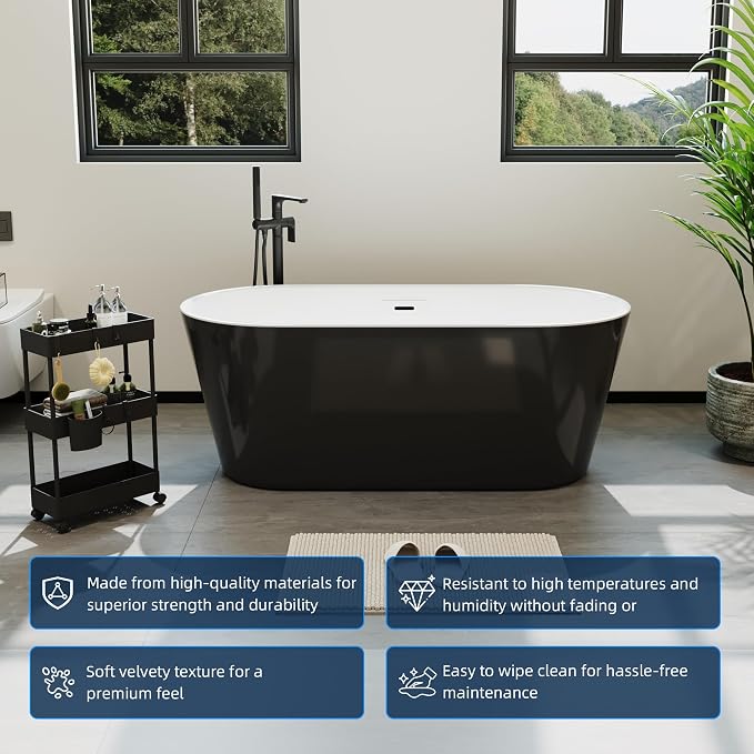 67'' Acrylic Freestanding Bathtub, Extra-Deep Soaking Free Standing Tub - Image 2