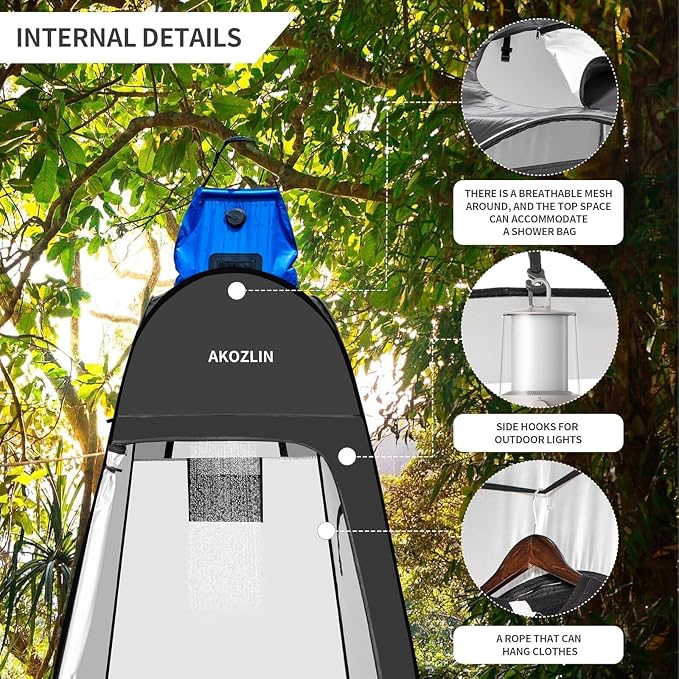 AKOZLIN Portable Pop Up Shower Tent Instant Privacy Dressing Changing Tent - Image 3