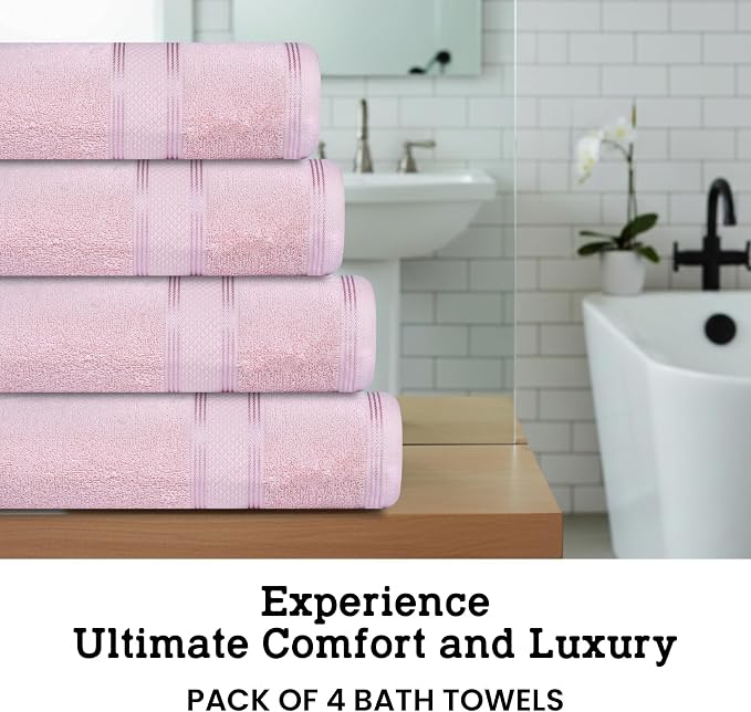 Casa Lino Blush Pink Bath Towels Set of 4 - Image 3