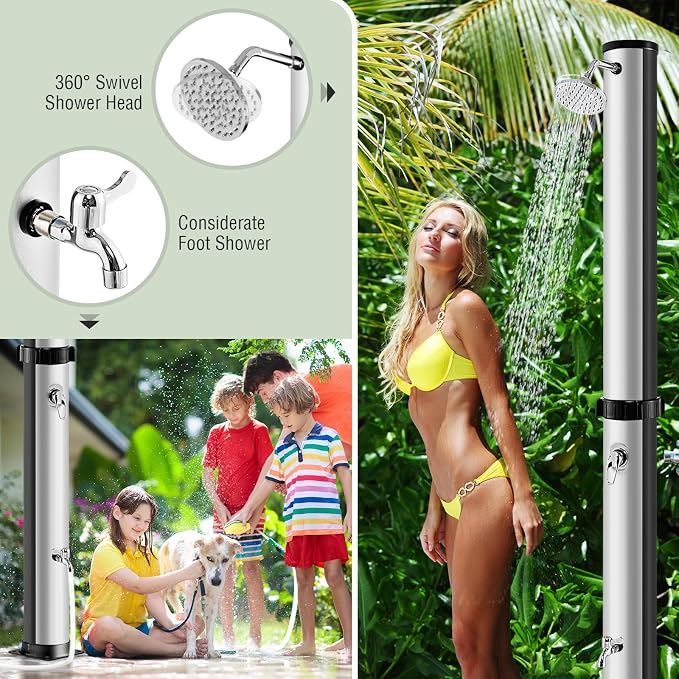 LDAILY Outdoor Shower, 10 Gallon Solar Heated Pool Shower - Image 5