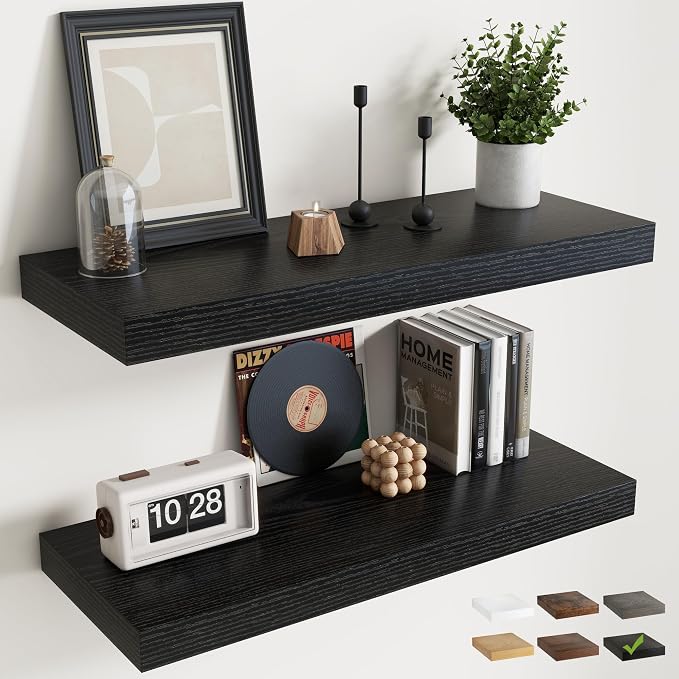 36 Inch Floating Shelves for Wall Set of 2, Easy Install Engineered Wood by Marsmiles