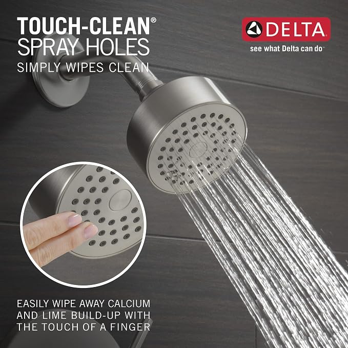 Delta Modern 14 Series Shower Faucet Set, Brushed Nickel Shower Head and Handle - Image 4