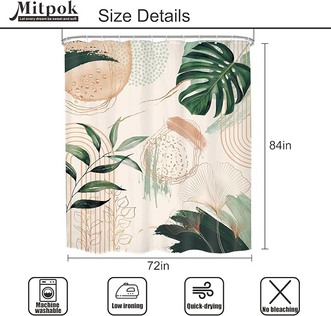 Boho Shower Curtain 72Wx84H Extra Long Bohemian Modern Mid Century Abstract - Image 5