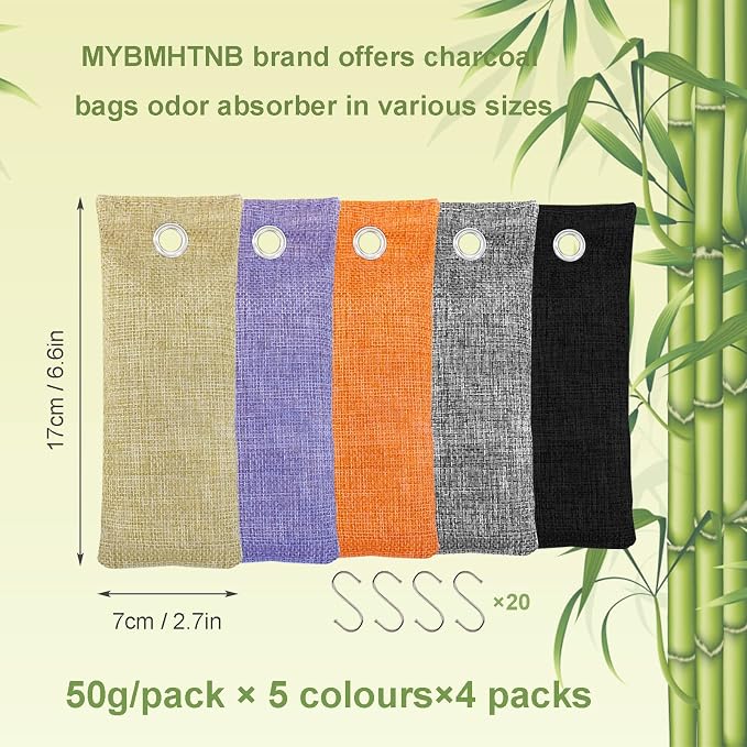 Bamboo Charcoal Bags Odor Absorber 20 Pack×50g Bamboo Charcoal Air Purifying - Image 3