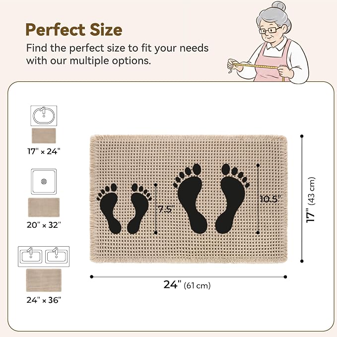 GRANNY SAYS Waffle Bath Mat 16" x 24", Boho Bathroom Rugs Non Slip Washable - Image 2