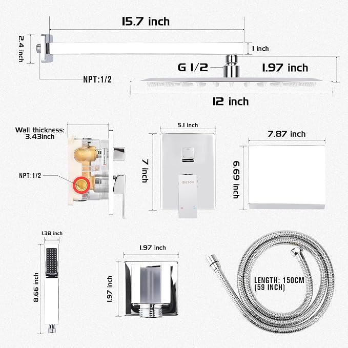 Wall Mounted Shower Faucet Set, Shower System - Image 6