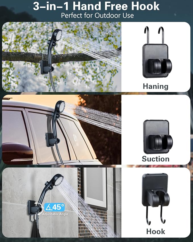 Beviliu Portable Shower for Camping, 6000mAh Rechargeable Camping Shower - Image 8